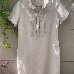 Linen Shirt Dress - beige