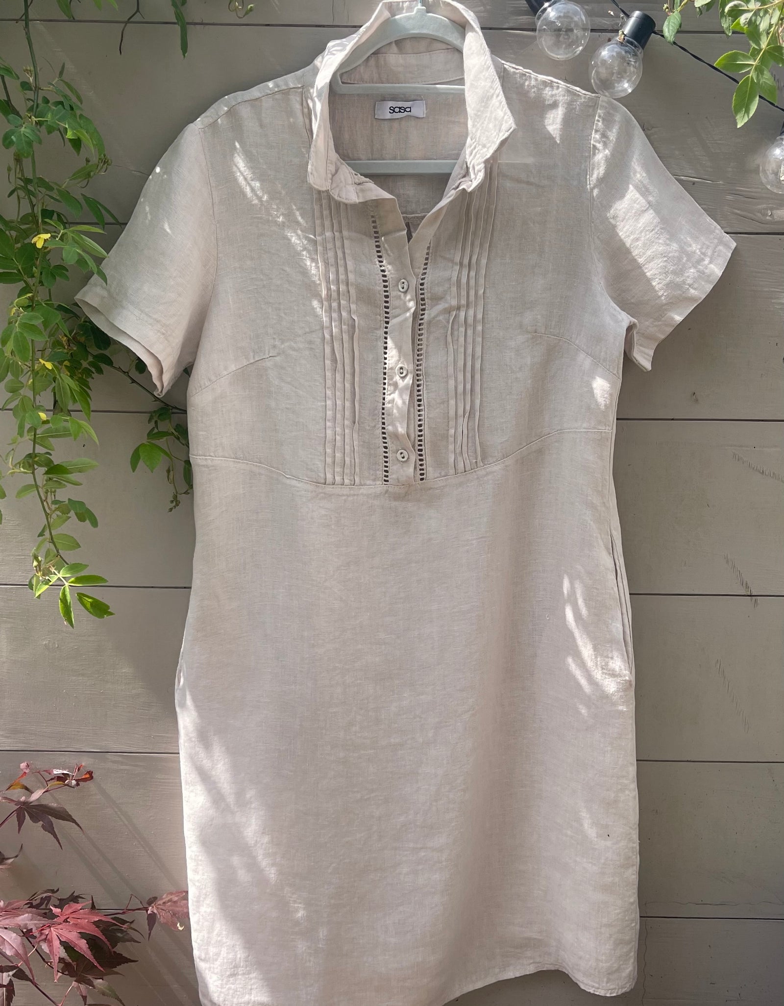 Linen Shirt Dress - beige