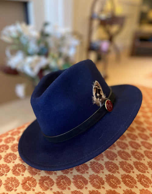 Load image into Gallery viewer, FLORENCE (navy blue) fedora
