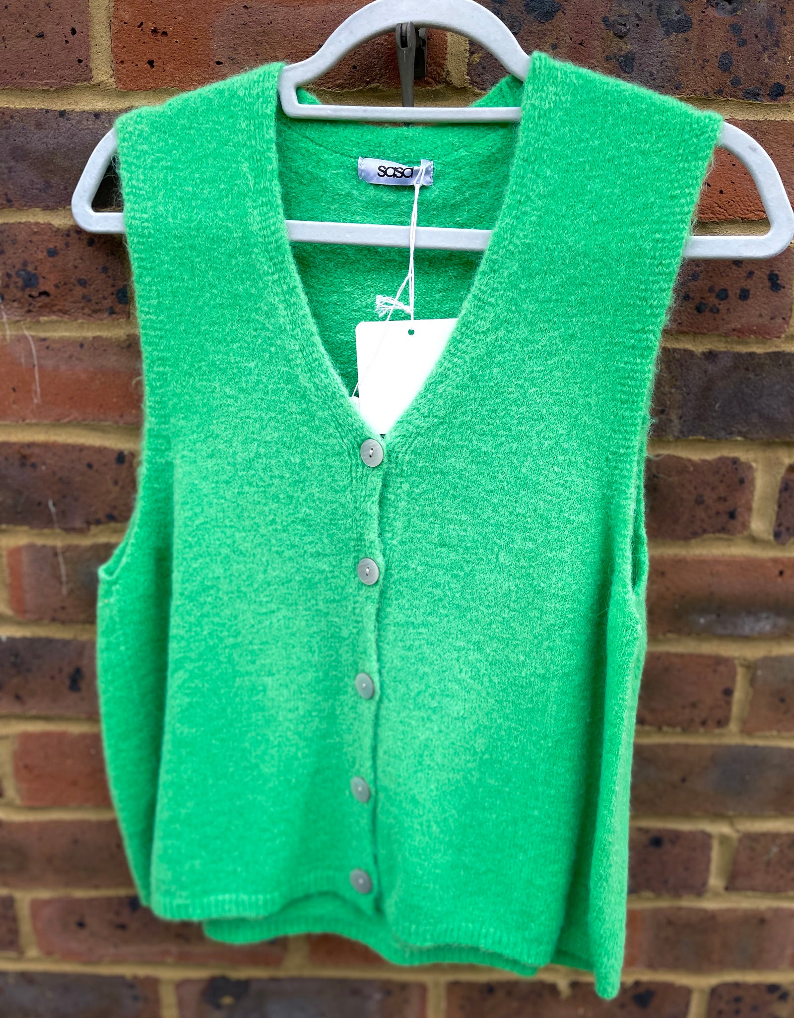 Green Buttoned Tank-top