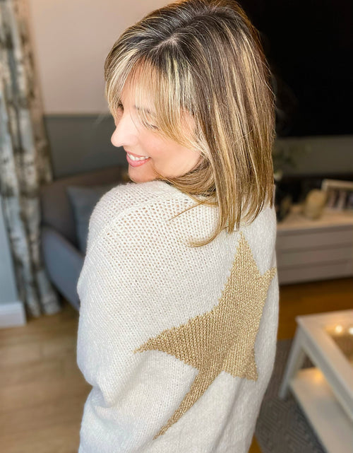 Load image into Gallery viewer, Cream Gold Star Jumper

