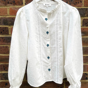 Cream Blue Daisy Shirt