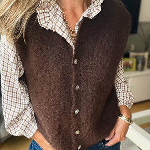 Buttoned Tank-top - chocolate