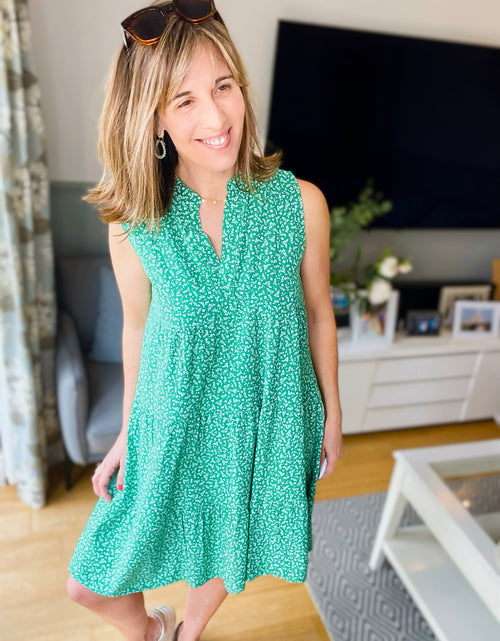 Load image into Gallery viewer, Green Floral Swing Dress
