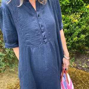 Waffle Dress - navy