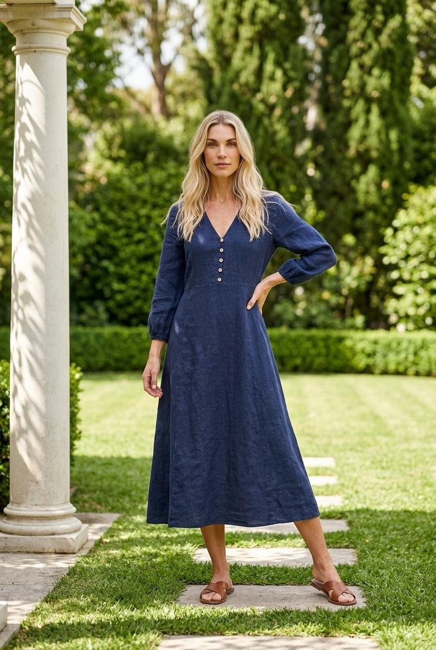 Evangeline Dress- navy