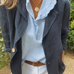 Linen Blazer - navy