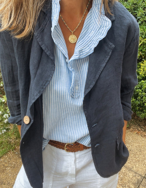 Load image into Gallery viewer, Linen Blazer - navy
