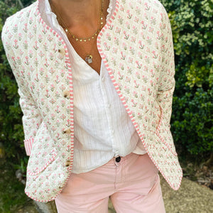 Floral Quilted Jacket - pink