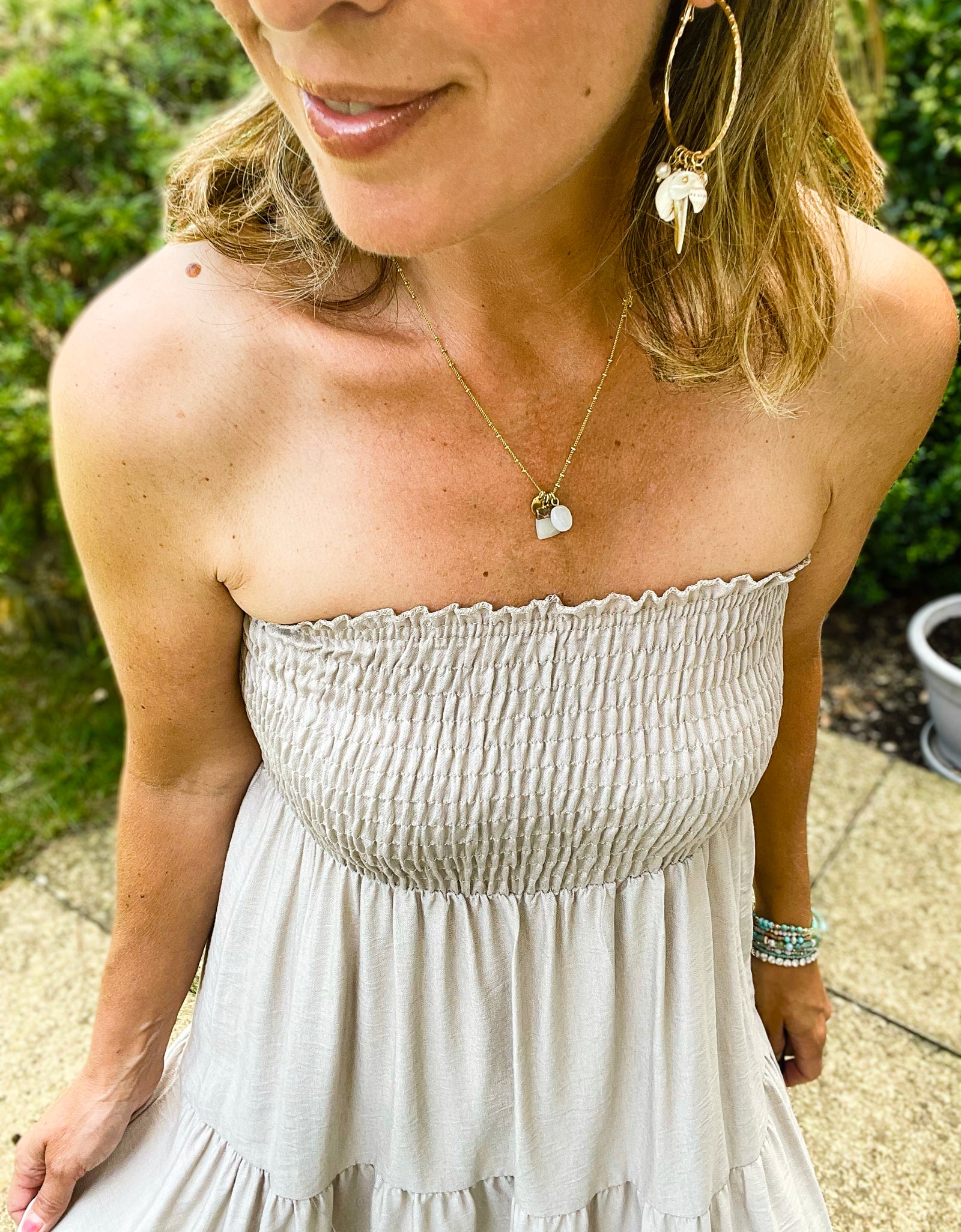Beige Tiered Maxi Dress