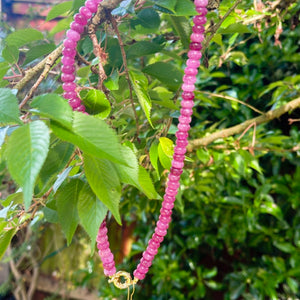 Pinkish Purple Beaded Pearl Necklace
