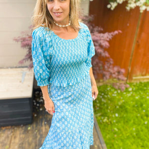 Mona Smock Top - Vintage Blue