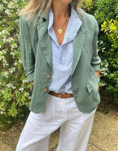 Load image into Gallery viewer, Linen Blazer - khaki
