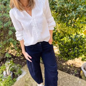 Navy Barrel Leg Jeans