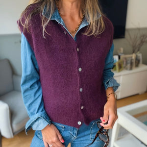 Buttoned Tank top - berry