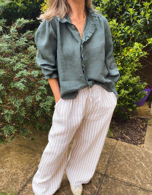 Load image into Gallery viewer, Nellie Trousers - biscuit stripe
