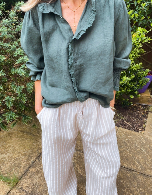 Load image into Gallery viewer, Nellie Trousers - biscuit stripe
