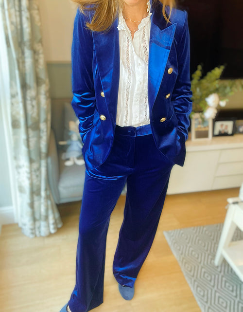 Load image into Gallery viewer, Electric Blue Velvet Trousers
