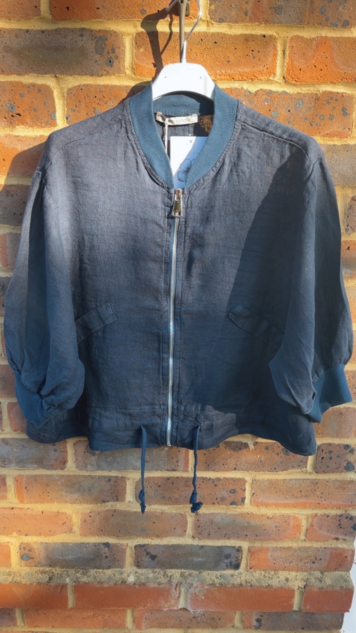 Linen Bomber Jacket - navy