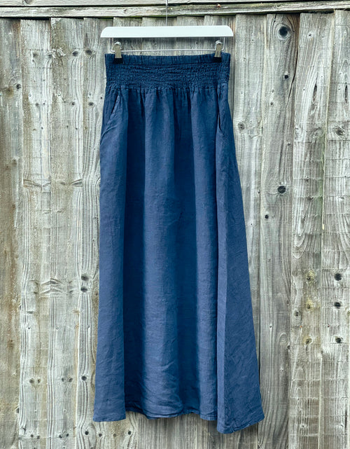Load image into Gallery viewer, Linen Maxi Skirt - navy

