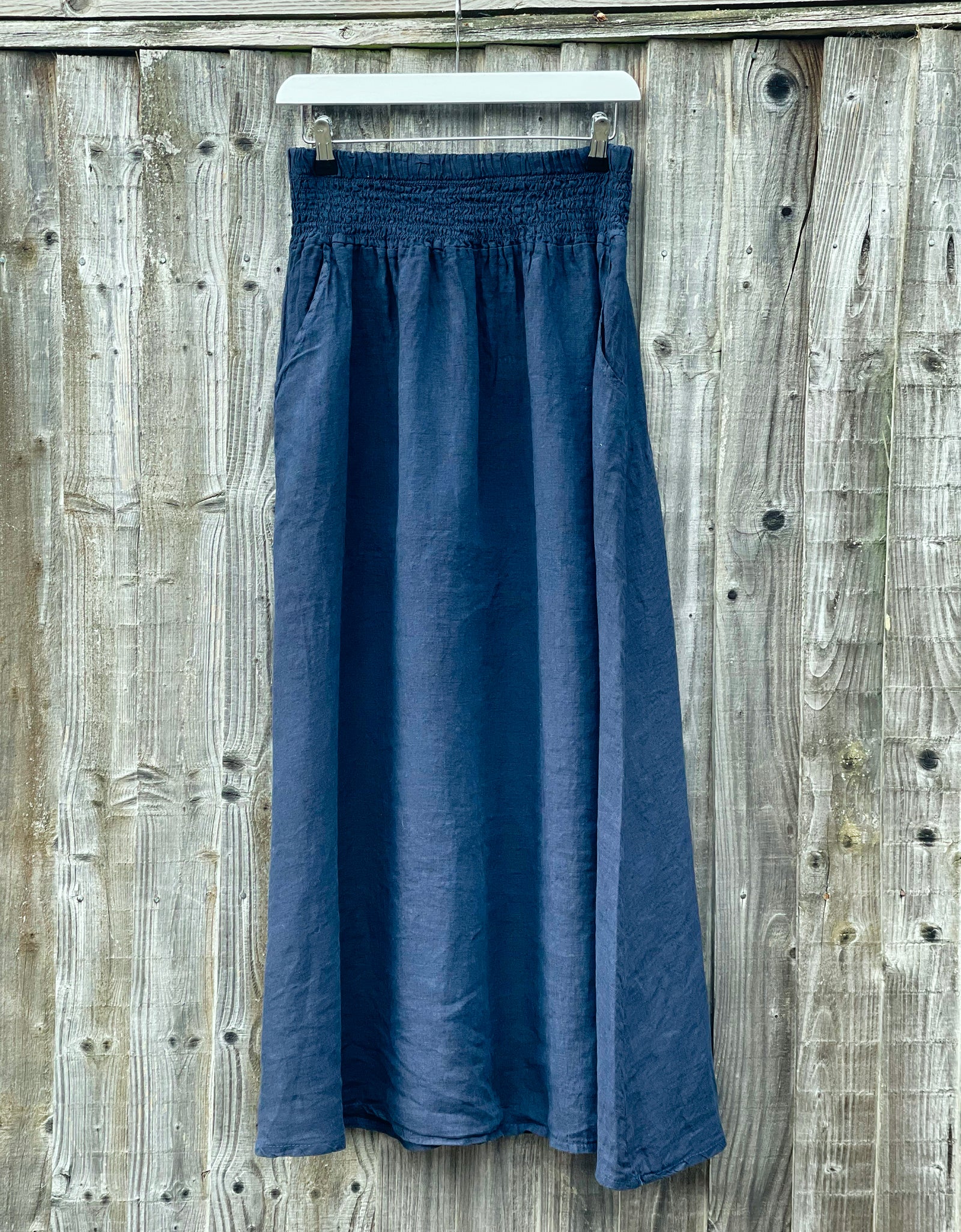 Linen Maxi Skirt - navy
