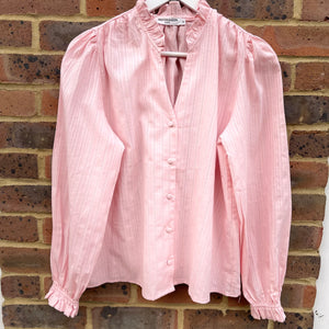 Pink Ruffle V-Neck Shirt