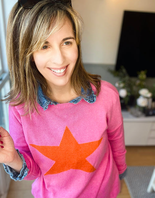 Load image into Gallery viewer, Pink With Orange Star Jumper
