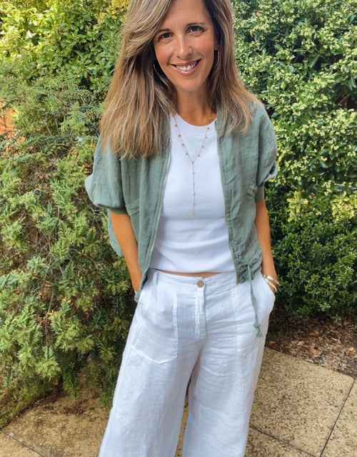 Load image into Gallery viewer, Linen Bomber Jacket - khaki
