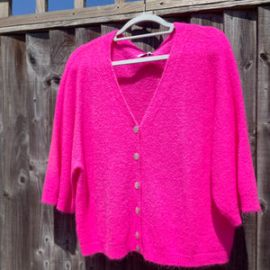 Hot Pink V Neck Cardi