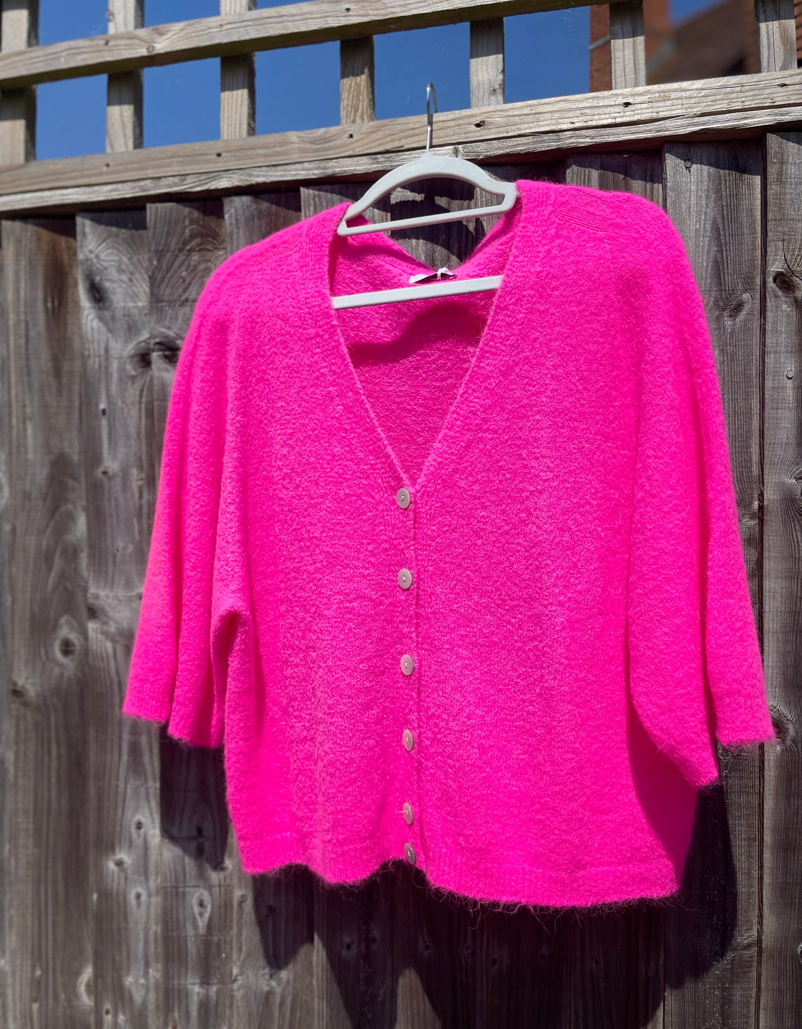 Hot Pink V Neck Cardi