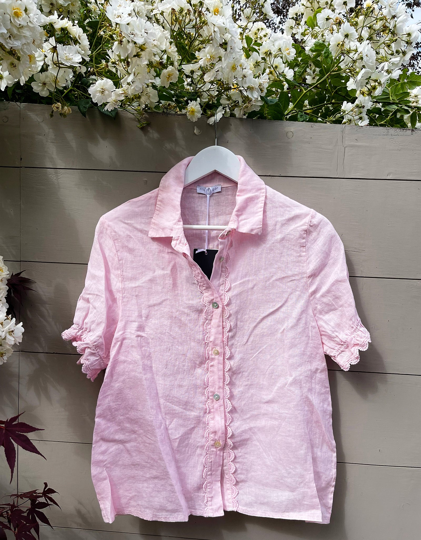 Baby Pink Cropped Sleeve Shirt