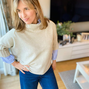 Oatmeal Funnel Neck Jumper