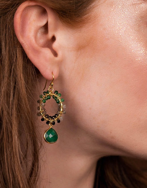 Load image into Gallery viewer, Talia Dark Green Earrings
