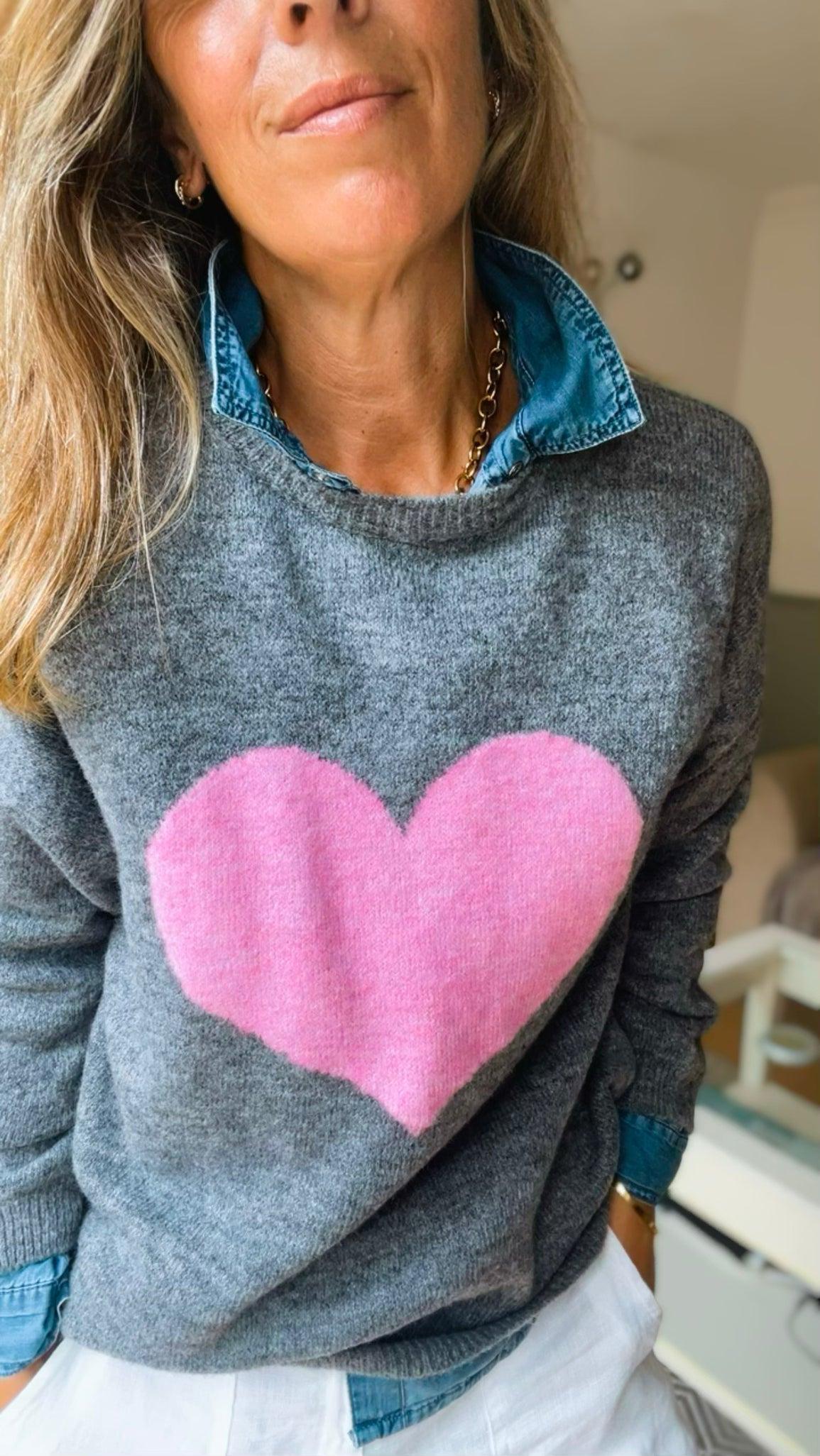 Love Jumper - grey/pink