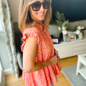 Orange & pink Leopard Print Top