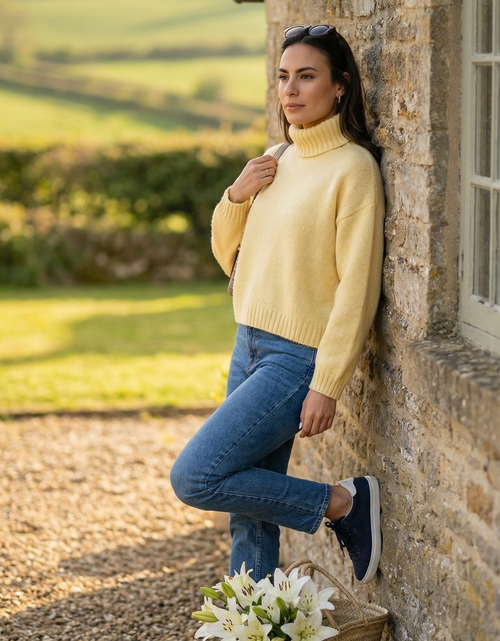 Load image into Gallery viewer, Daisy Roll-neck -yellow
