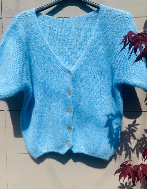 Load image into Gallery viewer, Pale Blue Short Sleeve Cardi
