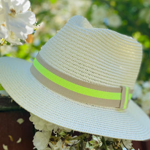 Fluorescent Yellow And Beige Hat Band