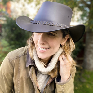 Brown Australian leather hat