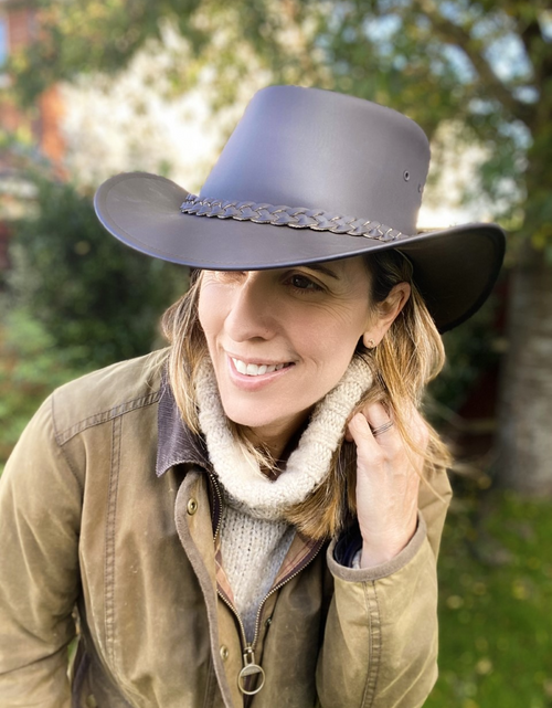 Load image into Gallery viewer, Brown Australian leather hat
