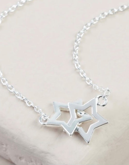 Load image into Gallery viewer, Double Star Silver Necklace

