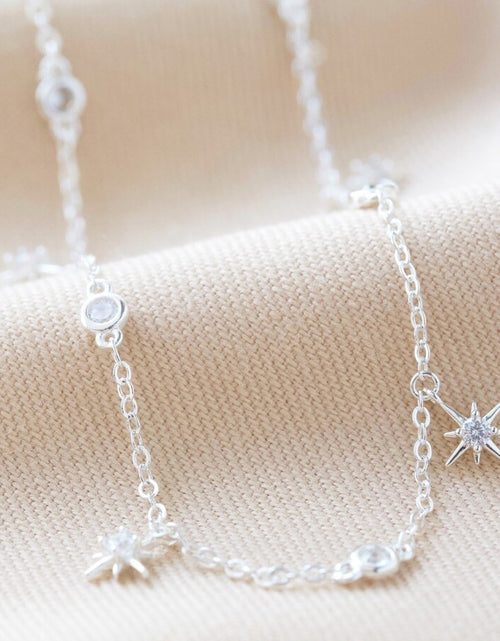 Load image into Gallery viewer, Crystal Star Charm Choker Necklace in Silver

