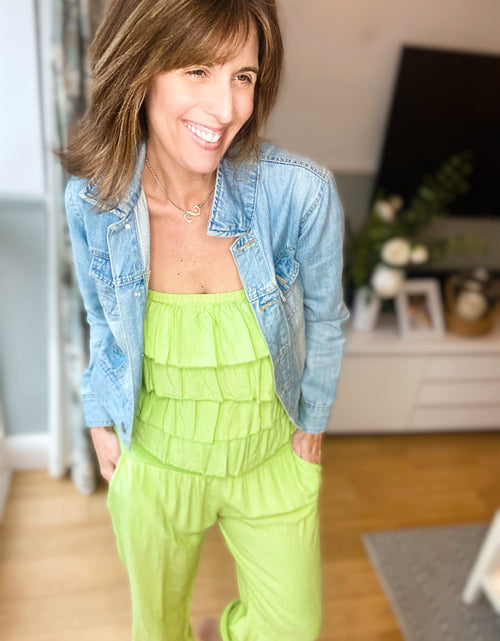 Load image into Gallery viewer, Neon Green Frill Jumpsuit
