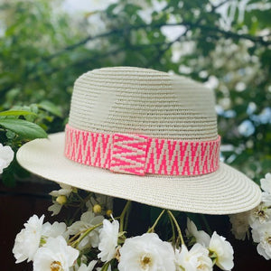Summer Fedora with neon pink band