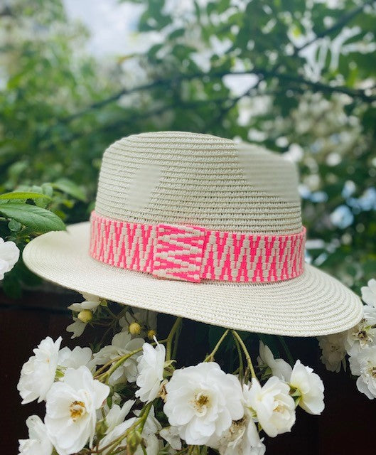 Summer Fedora with neon pink band