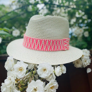Summer Fedora with neon pink band